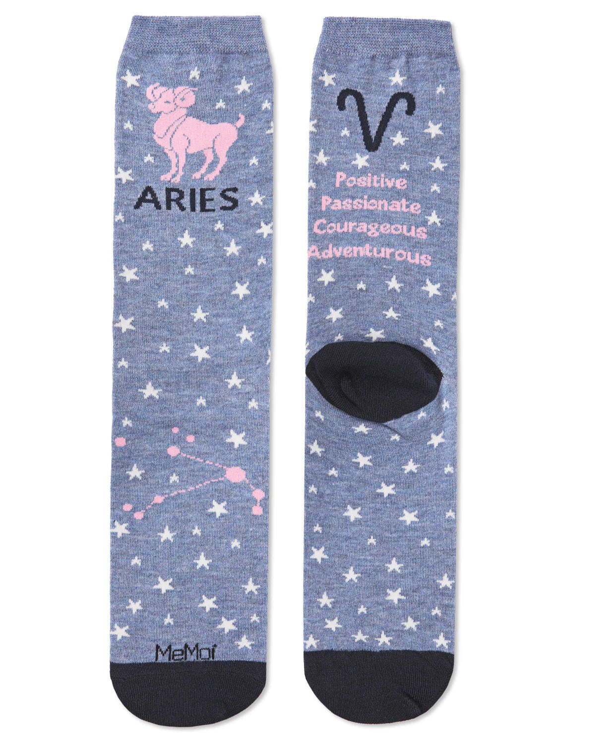 Aries Zodiac Sign Crew, Denim Heather Socks