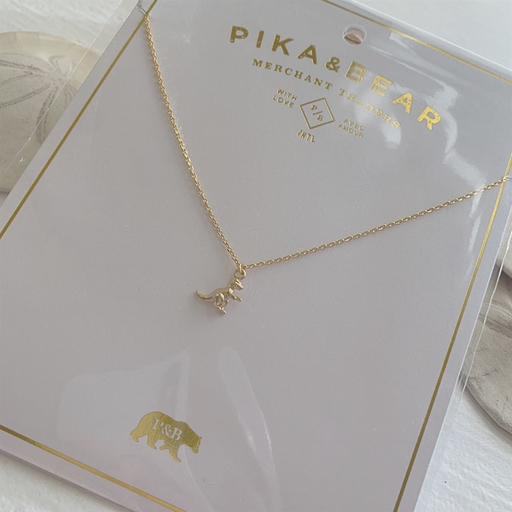 Scotty Tiny T-REX Charm Necklace Gold