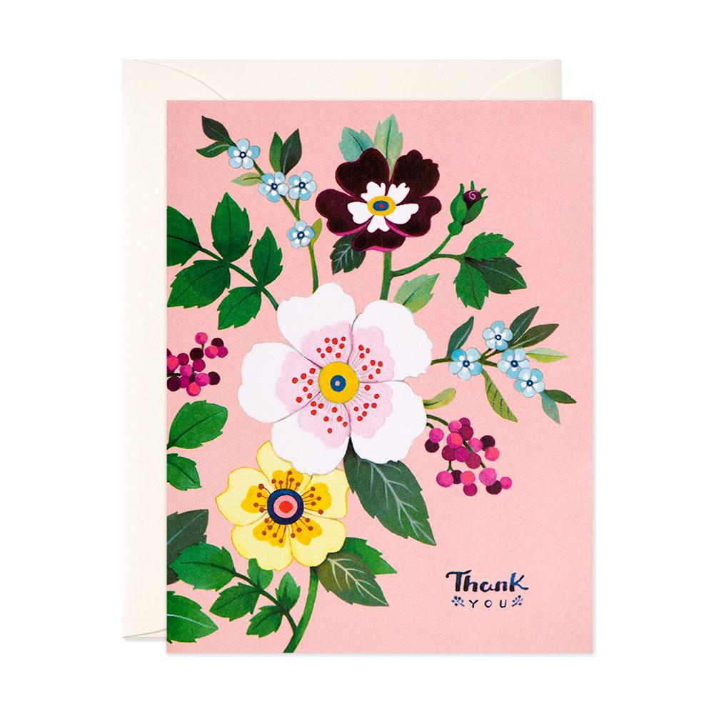 Pink Floral Thank You Card