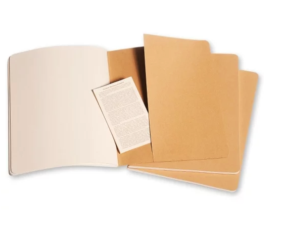 Cahier X-Large Kraft Brown Set Of 3 Square Journals