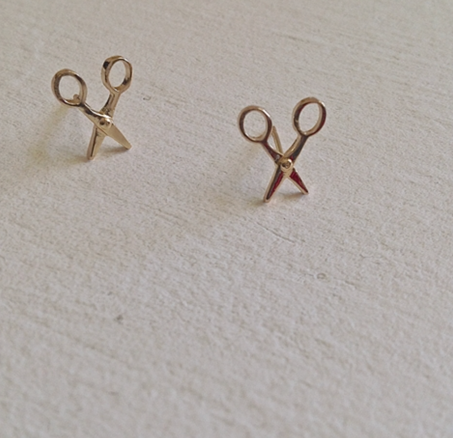 Snips Scissor Stud Earrings Gold