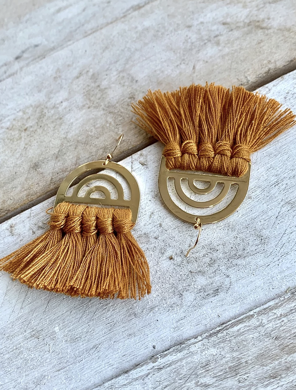 Caramel Tassel Arc Earrings