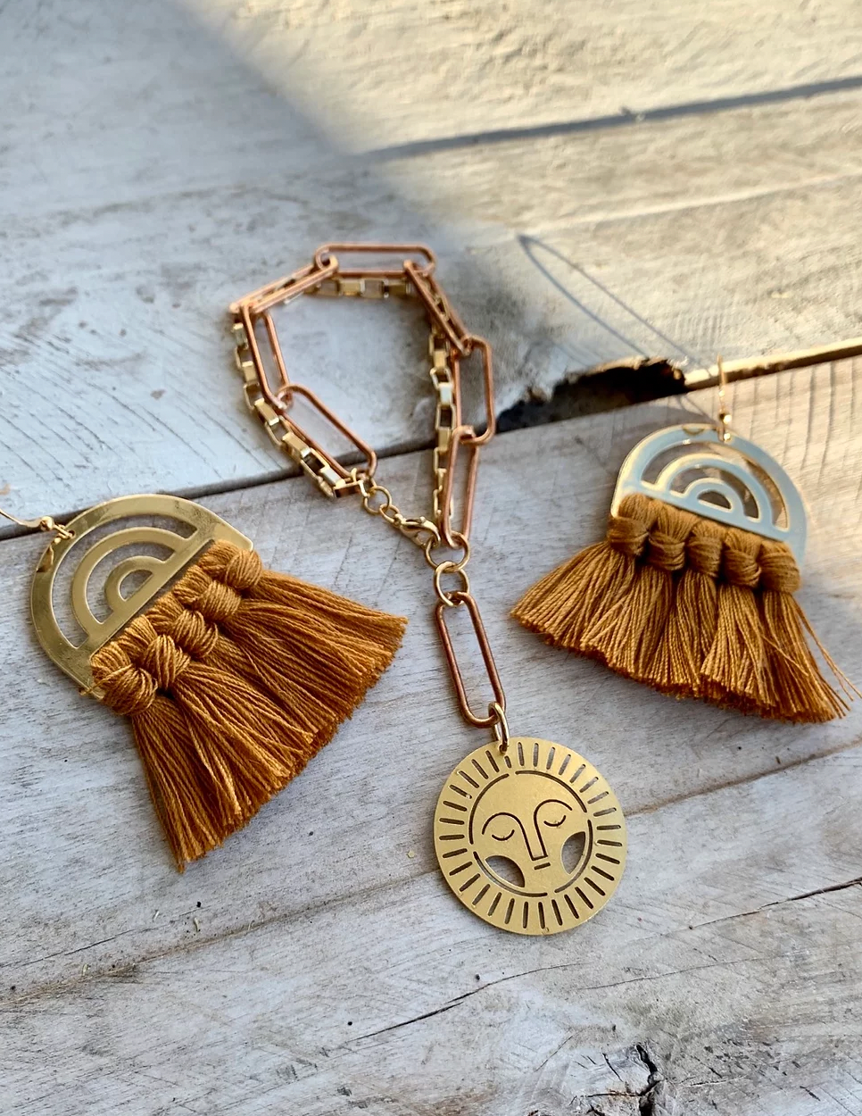 Caramel Tassel Arc Earrings