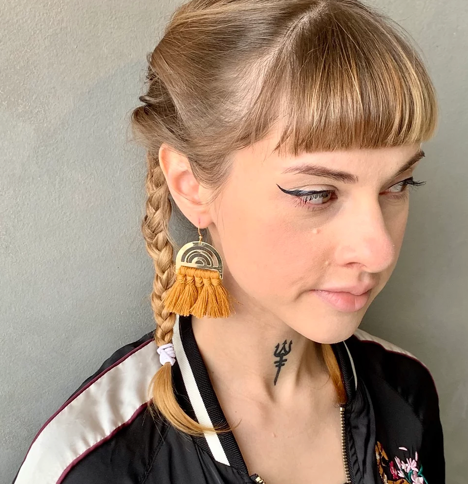 Caramel Tassel Arc Earrings