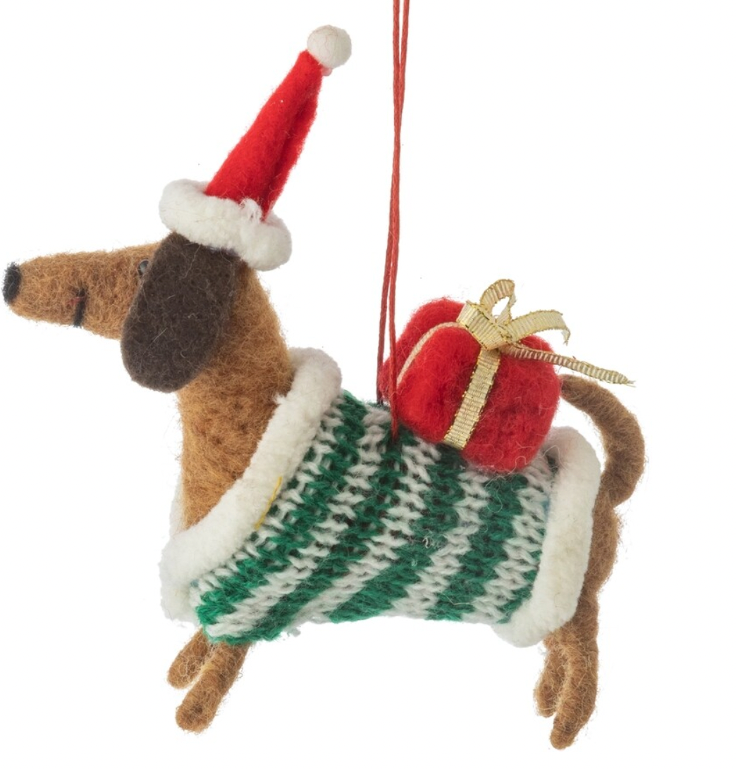 F65 - Felt Brown Dachshund Ornament
