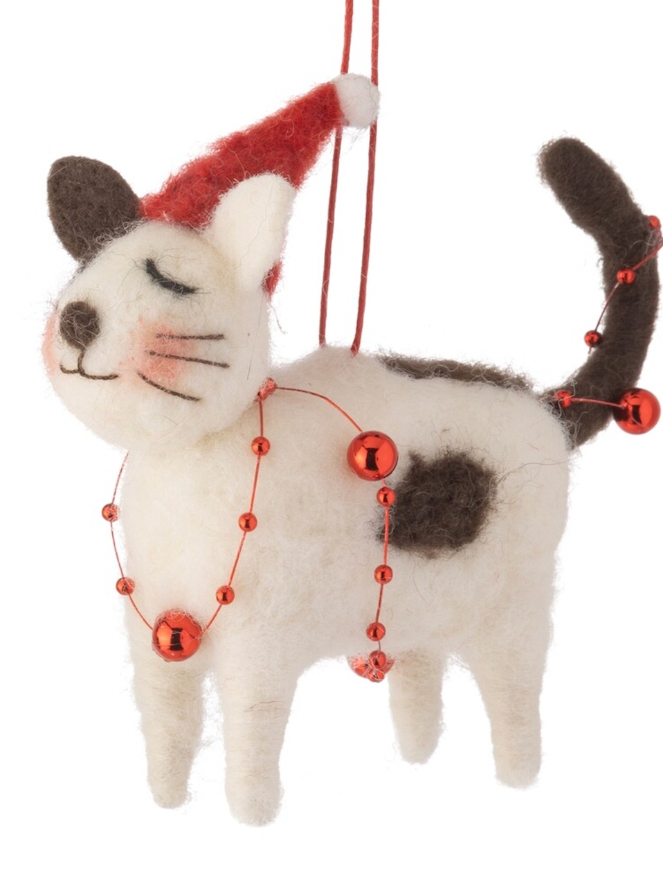 F76 - Felt Cat with Wreath / Garland Ornament