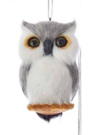 Plush Furry Grey Animal Ornament