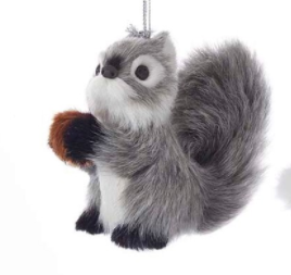 Plush Furry Grey Animal Ornament