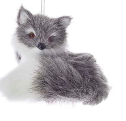Plush Furry Grey Animal Ornament