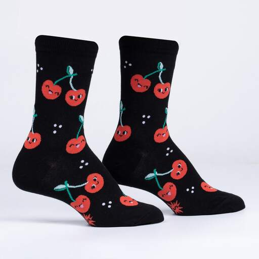 Women's Crew Socks Mon Cherry