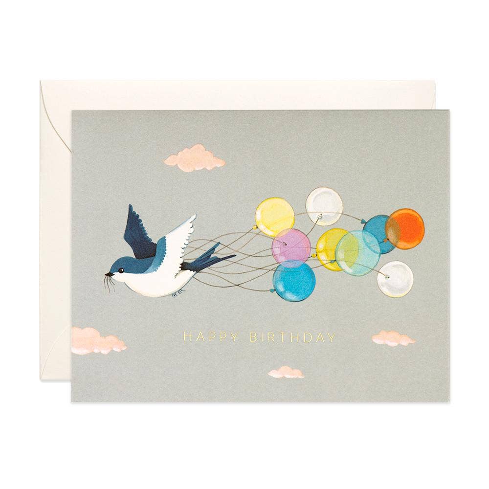 Swallow & Balloons Birthday Card