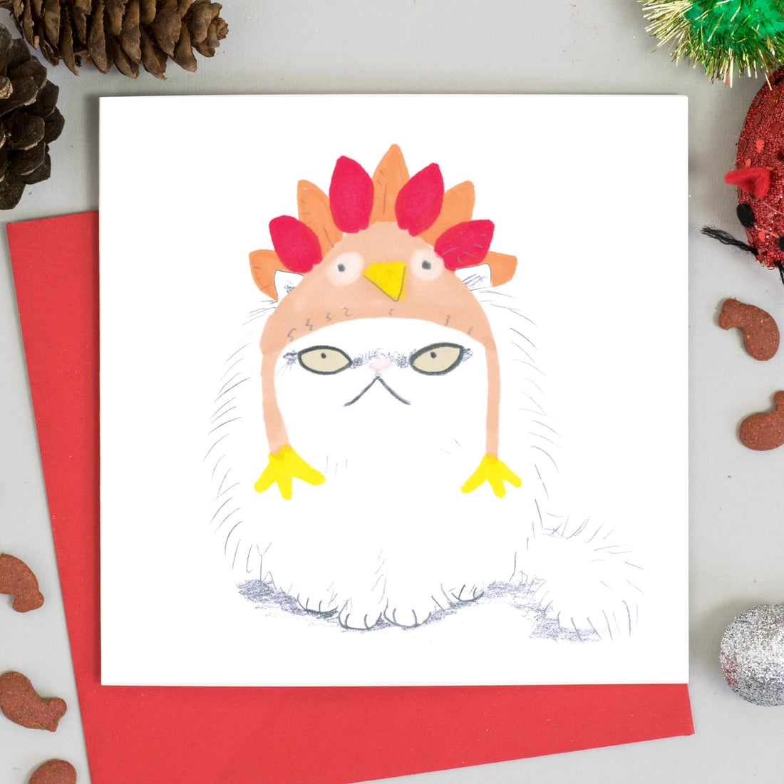 Cat In Turkey Hat Card
