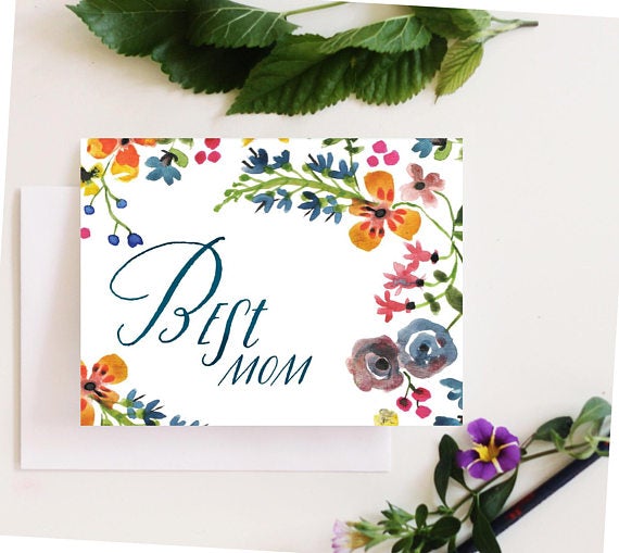 Loose Leaves Floral Best Mom Card