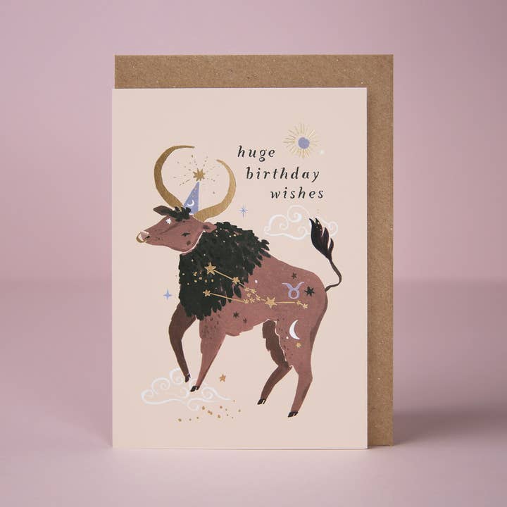 Taurus Star Sign Bull Zodiac Birthday Card