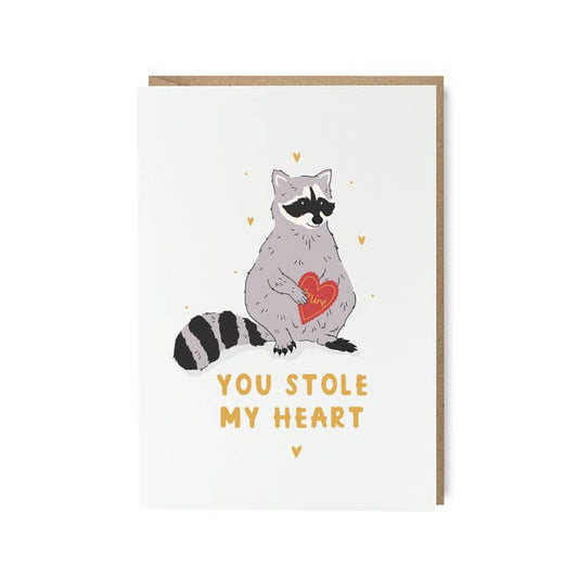 You Stole My Heart Raccoon Card