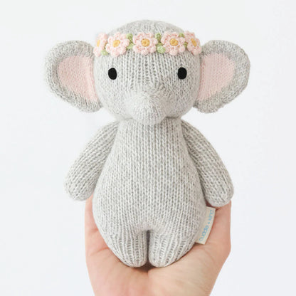 Baby Elephant Blush Floral Hand-Knit Doll