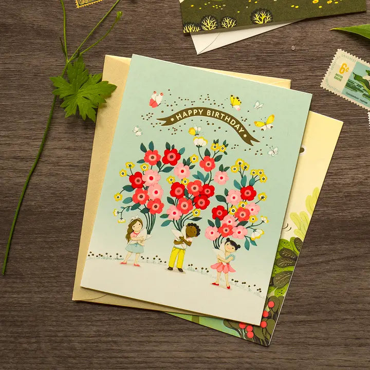 Kids Bouquets Birthday Greeting Card