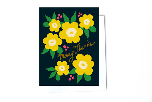 Sunshine Yellow Flower Many Thanks Card