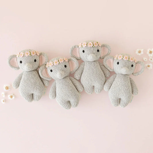 Baby Elephant Blush Floral Hand-Knit Doll