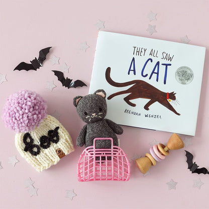 Baby Kitten Charcoal Hand-Knit Doll