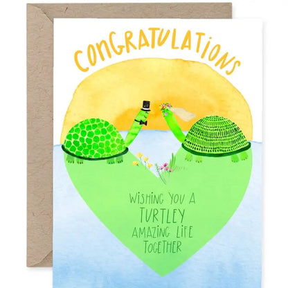 Turtles Bride and Groom Watercolor Wedding Card