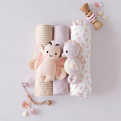 Baby Butterfly Petal Pink Hand-Knit Doll