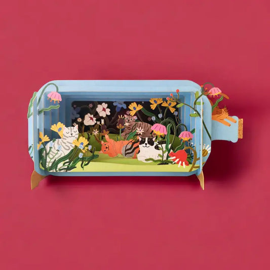 Cats Message In A Bottle Pop Up Birthday Card