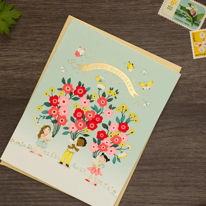 Kids Bouquets Birthday Greeting Card