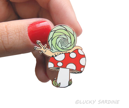 @35 Snail Toadstool, Mushroom Hard Enamel Pin