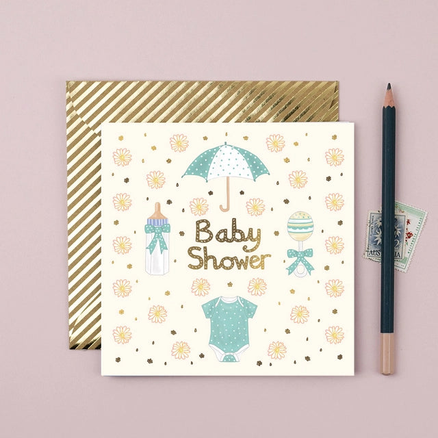 Gold Foiled Square Baby Shower Card