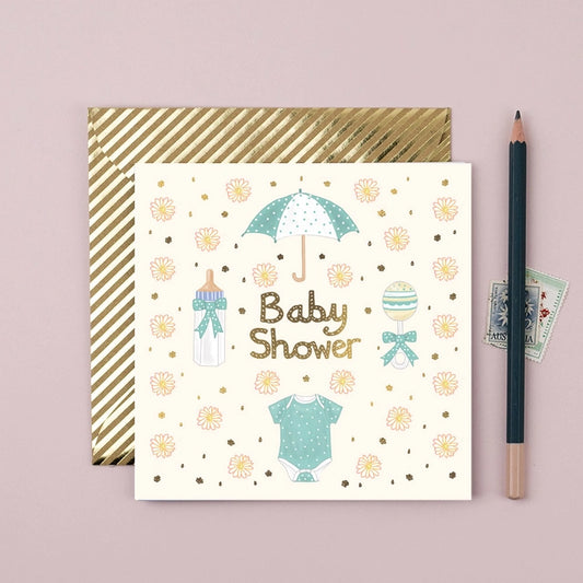 Gold Foiled Square Baby Shower Card