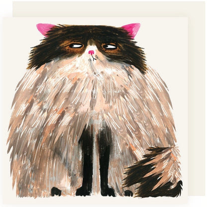 Grumpy Fluffy Cat Greeting Card