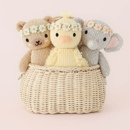 Baby Elephant Blush Floral Hand-Knit Doll