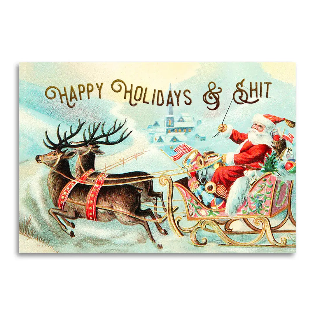 Happy Holidays & Shit Funny Adult Christmas Card
