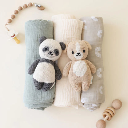 Baby Panda Hand-Knit Doll