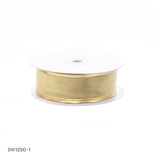Mesh Wired Gold Ribbon 1"