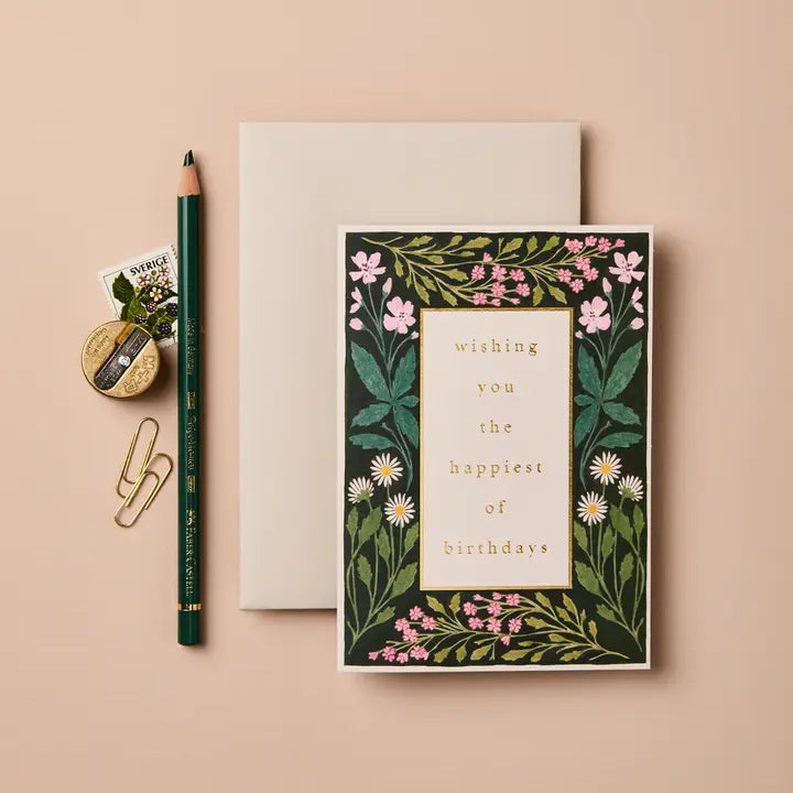 Meadow Border Happiest of Birthdays Card