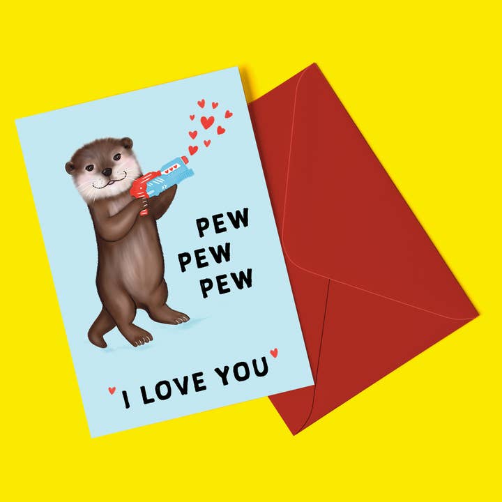 Pew Pew Pew Otter Cute Card