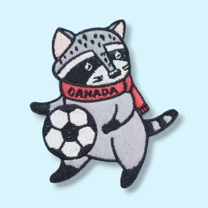 #1 World Cup Soccer Raccoon Patch