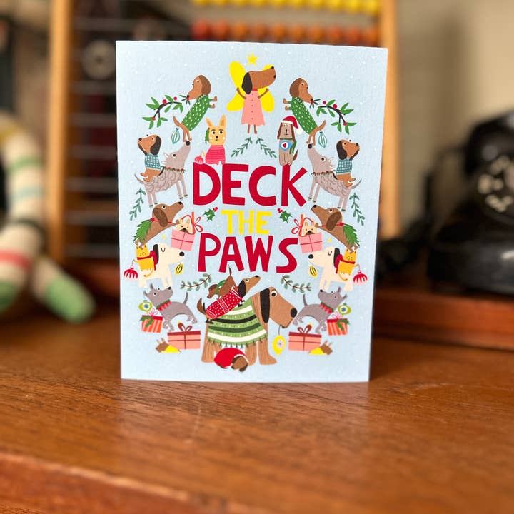 Deck the Paws Dogs Christmas Greeting Card