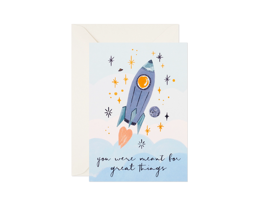 Rocket Space and UFO Greeting Card