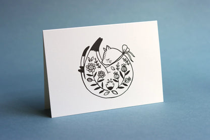 Curled Up Cat card