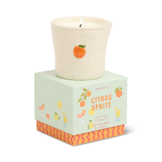 Bistro Imperfect White Ceramic Candle Citrus Spritz 8 oz