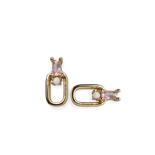 Rania Cz Opal Gold Earring