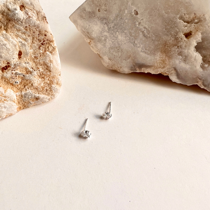 3 X 4 mm Oval Claw Set Stud CZ Earrings