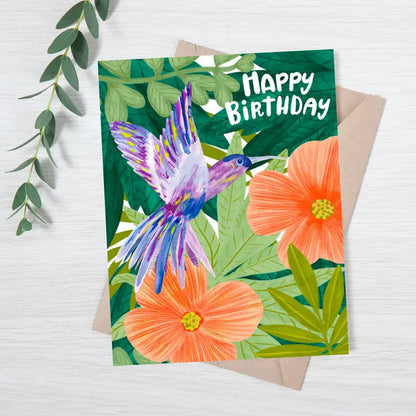 Tropical Hummingbird Birthday Card