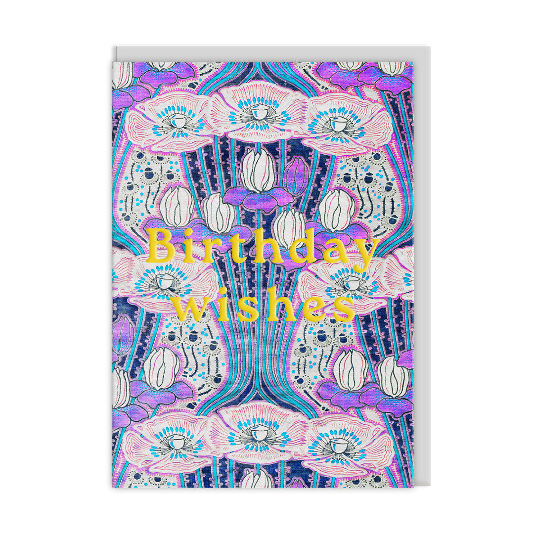 Neon Floral Art Deco Greeting Card