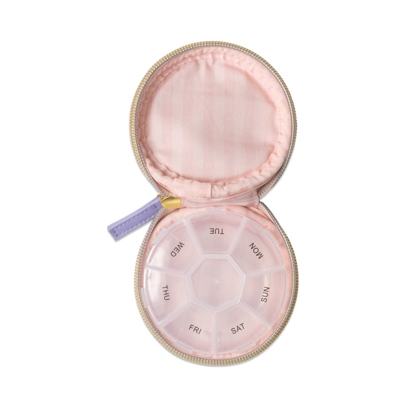 Vegan Leather Pill Case Purple Vintage Floral