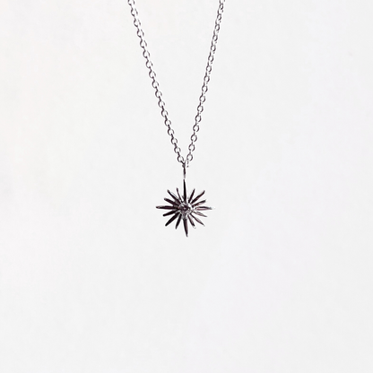 Sunburst With CZ Sterling Silver Necklace