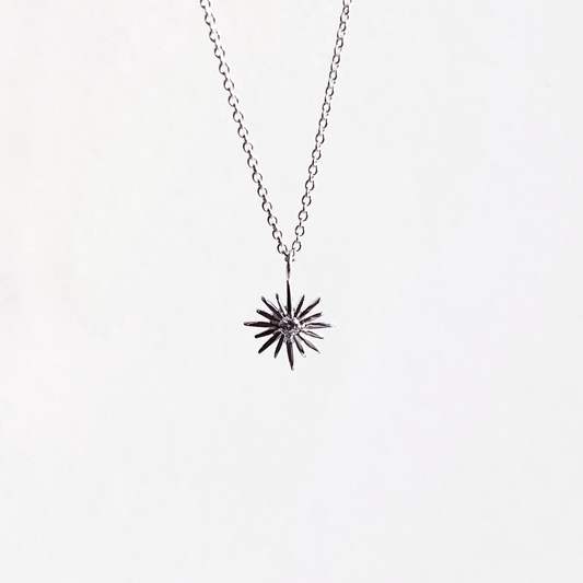 Sunburst With CZ Sterling Silver Necklace
